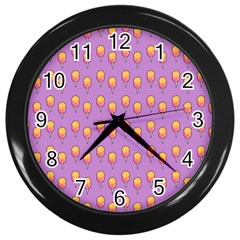 Cotton Candy Pattern Violet Wall Clock (black) by snowwhitegirl