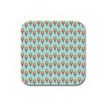 Cotton Candy Pattern Aqua 3d Rubber Square Coaster (4 pack)  Front