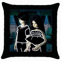 Dolls In Living Room Throw Pillow Case (black) by snowwhitegirl