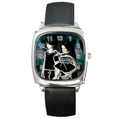 Dolls In Living Room Square Metal Watch by snowwhitegirl