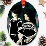 Dolls In Living Room Oval Ornament (Two Sides) Front