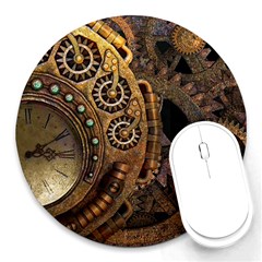 Steampunk Clock Round Mousepads by snowwhitegirl