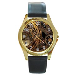 Steampunk Clock Round Gold Metal Watch by snowwhitegirl