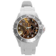 Steampunk Clock Round Plastic Sport Watch (l) by snowwhitegirl