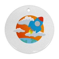 Rocket Rocket Ship Rocket Fire Ornament (round)