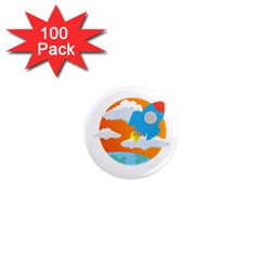 Rocket Rocket Ship Rocket Fire 1  Mini Magnets (100 Pack)  by Pakrebo