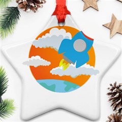 Rocket Rocket Ship Rocket Fire Star Ornament (two Sides) by Pakrebo