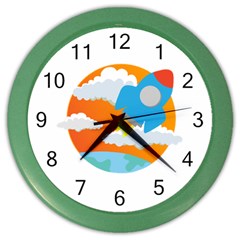 Rocket Rocket Ship Rocket Fire Color Wall Clock by Pakrebo