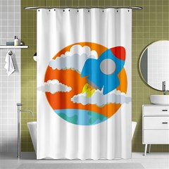 Rocket Rocket Ship Rocket Fire Shower Curtain 48  X 72  (small)  by Pakrebo