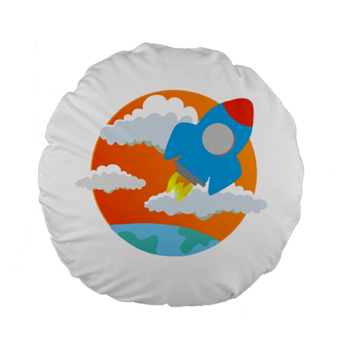 Rocket Rocket Ship Rocket Fire Standard 15  Premium Round Cushions