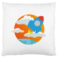 Rocket Rocket Ship Rocket Fire Large Flano Cushion Case (two Sides) by Pakrebo