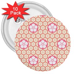 Floral Design Seamless Wallpaper 3  Buttons (10 Pack)  by Pakrebo