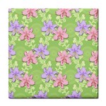 Lily Flowers Green Plant Natural Tile Coasters Front