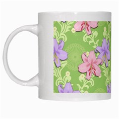 Lily Flowers Green Plant Natural White Mugs