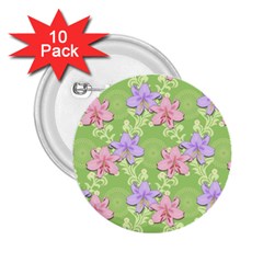 Lily Flowers Green Plant Natural 2.25  Buttons (10 pack) 