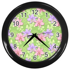 Lily Flowers Green Plant Natural Wall Clock (Black)