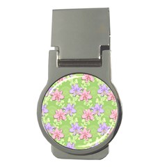 Lily Flowers Green Plant Natural Money Clips (Round) 