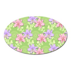 Lily Flowers Green Plant Natural Oval Magnet