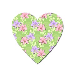 Lily Flowers Green Plant Natural Heart Magnet