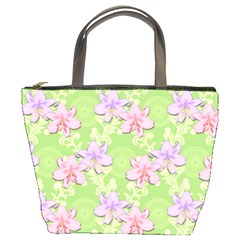 Lily Flowers Green Plant Natural Bucket Bag