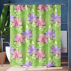 Lily Flowers Green Plant Natural Shower Curtain 60  x 72  (Medium) 