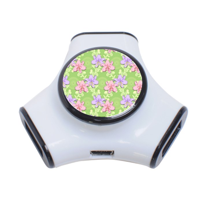 Lily Flowers Green Plant Natural 3-Port USB Hub