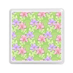 Lily Flowers Green Plant Natural Memory Card Reader (Square)