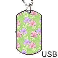 Lily Flowers Green Plant Natural Dog Tag USB Flash (One Side)