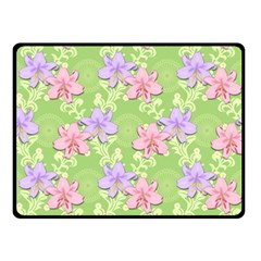 Lily Flowers Green Plant Natural Double Sided Fleece Blanket (Small) 