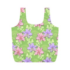 Lily Flowers Green Plant Natural Full Print Recycle Bag (m) by Pakrebo