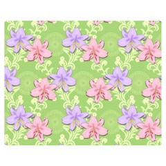 Lily Flowers Green Plant Natural Double Sided Flano Blanket (Medium) 