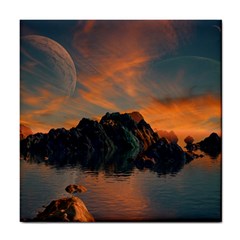 Horizon Sunset Evening Sunrise Tile Coasters by Pakrebo