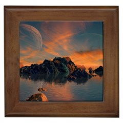 Horizon Sunset Evening Sunrise Framed Tiles by Pakrebo