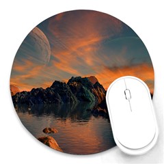 Horizon Sunset Evening Sunrise Round Mousepads by Pakrebo