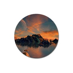 Horizon Sunset Evening Sunrise Magnet 3  (round) by Pakrebo