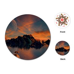 Horizon Sunset Evening Sunrise Playing Cards (round) by Pakrebo