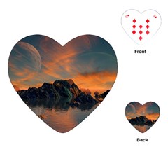 Horizon Sunset Evening Sunrise Playing Cards (heart) by Pakrebo