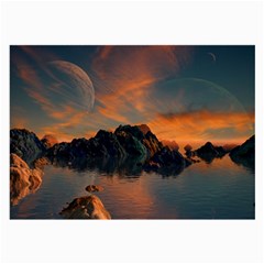 Horizon Sunset Evening Sunrise Large Glasses Cloth (2-side) by Pakrebo