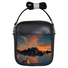 Horizon Sunset Evening Sunrise Girls Sling Bag by Pakrebo