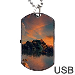 Horizon Sunset Evening Sunrise Dog Tag Usb Flash (one Side) by Pakrebo