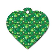 4 Leaf Clover Star Glitter Seamless Dog Tag Heart (two Sides) by Pakrebo