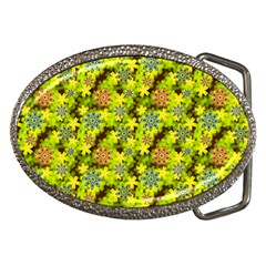 Flowers Yellow Red Blue Seamless Belt Buckles by Pakrebo