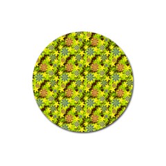 Flowers Yellow Red Blue Seamless Magnet 3  (round) by Pakrebo