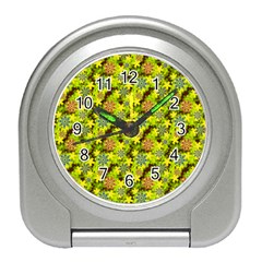 Flowers Yellow Red Blue Seamless Travel Alarm Clock by Pakrebo