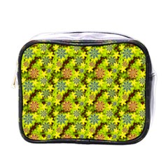 Flowers Yellow Red Blue Seamless Mini Toiletries Bag (one Side)