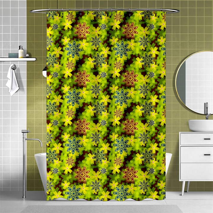 Flowers Yellow Red Blue Seamless Shower Curtain 48  x 72  (Small) 