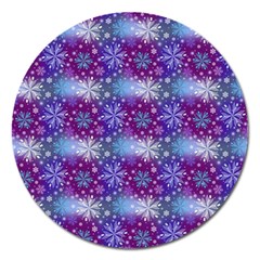 Snow White Blue Purple Tulip Magnet 5  (round) by Pakrebo