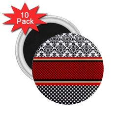 Background Damask Red Black 2 25  Magnets (10 Pack)  by Pakrebo