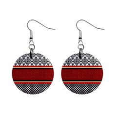 Background Damask Red Black Mini Button Earrings by Pakrebo