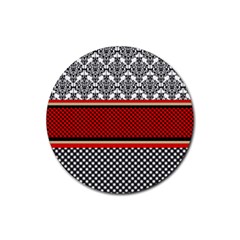 Background Damask Red Black Rubber Coaster (round)  by Pakrebo